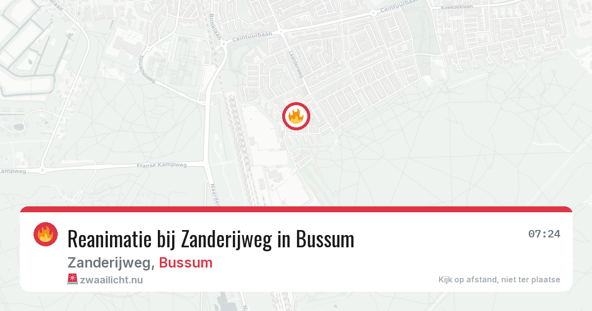 Reanimatie bij Zanderijweg in Bussum — 24 mrt 2026