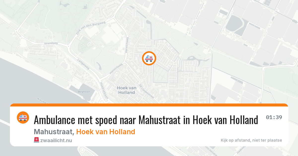 Ambulance met spoed naar Mahustraat in Hoek van Holland — 26 mrt 2026