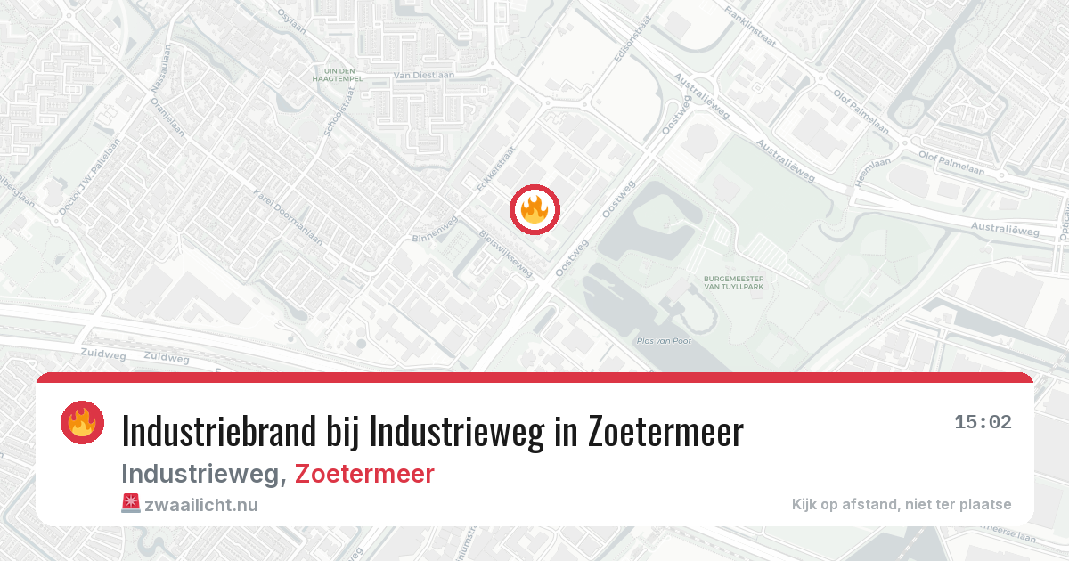 Industriebrand bij Industrieweg in Zoetermeer — 9 jul 2026