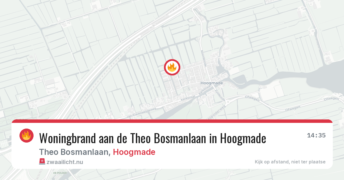 Woningbrand aan de Theo Bosmanlaan in Hoogmade — 24 feb 2026
