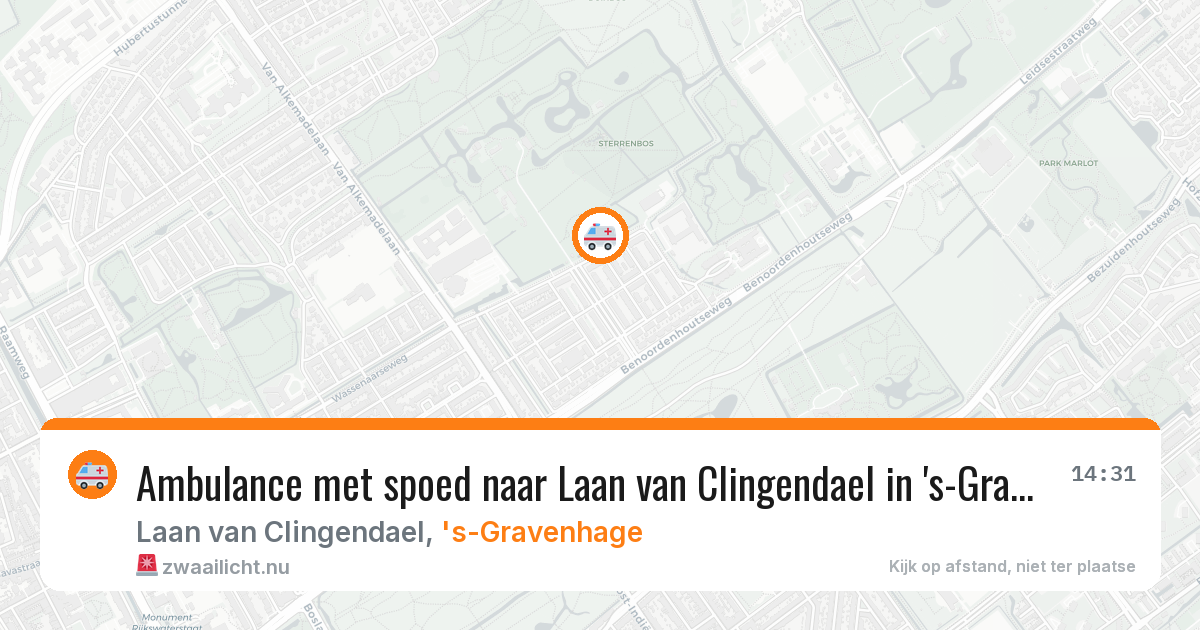 Ambulance met spoed naar Laan van Clingendael in 's-Gravenhage — 14 jul 2026