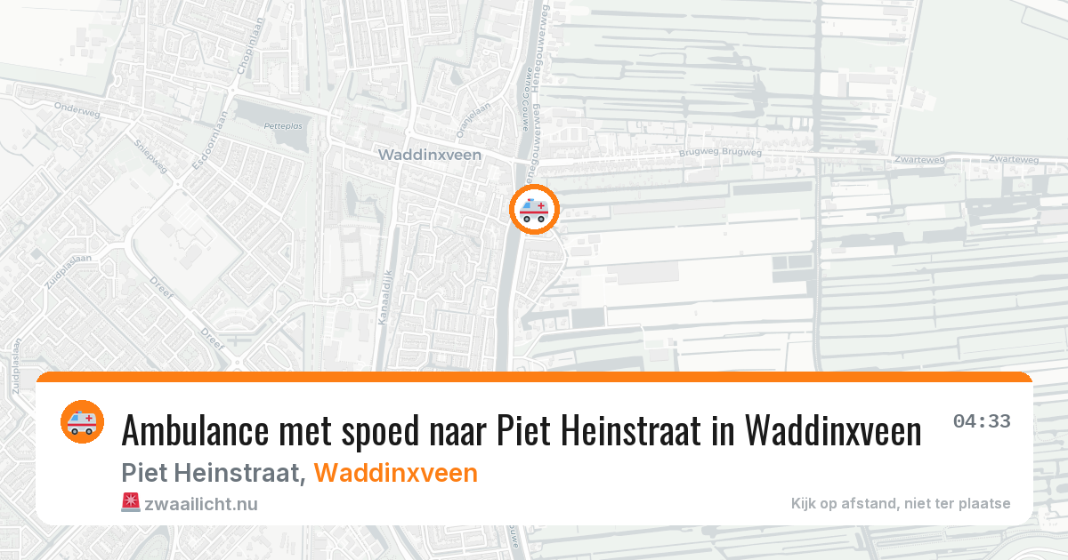 Ambulance met spoed naar Piet Heinstraat in Waddinxveen — 19 jul 2026