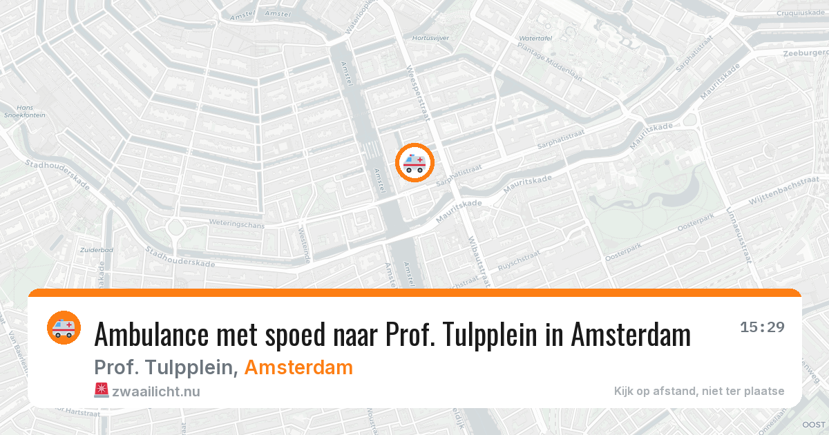 Ambulance met spoed naar Prof. Tulpplein in Amsterdam — 10 mei 2026