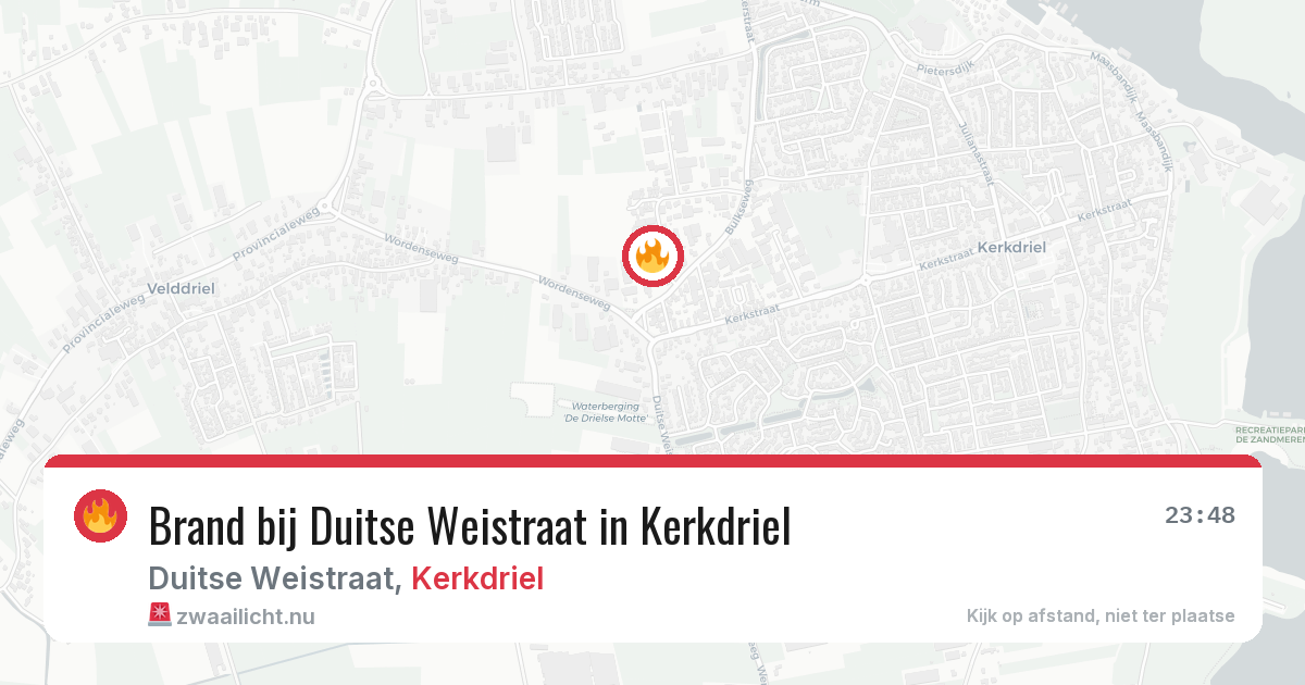 Brand bij Duitse Weistraat in Kerkdriel — 16 jul 2026