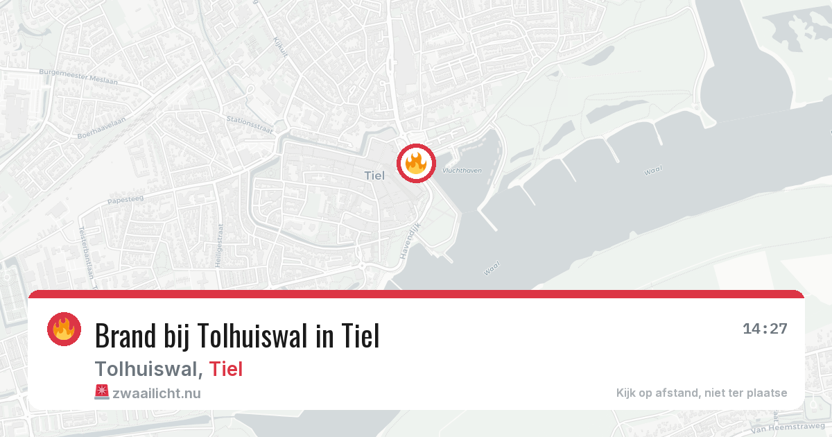 Brand bij Tolhuiswal in Tiel — 10 jul 2026