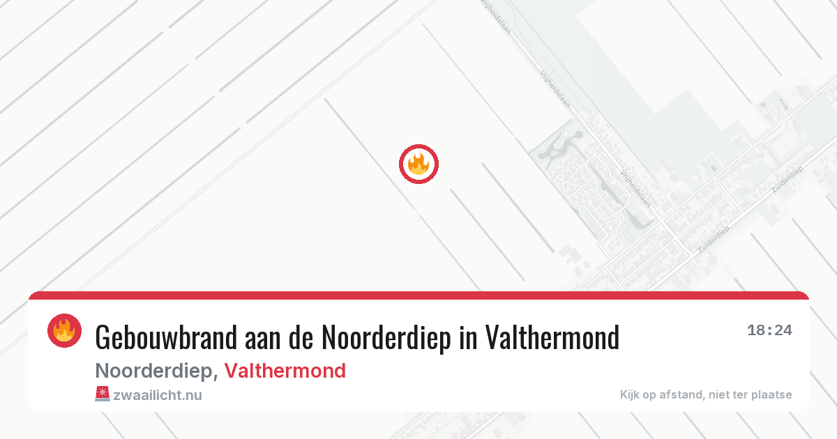 Gebouwbrand aan de Noorderdiep in Valthermond — 10 jul 2026