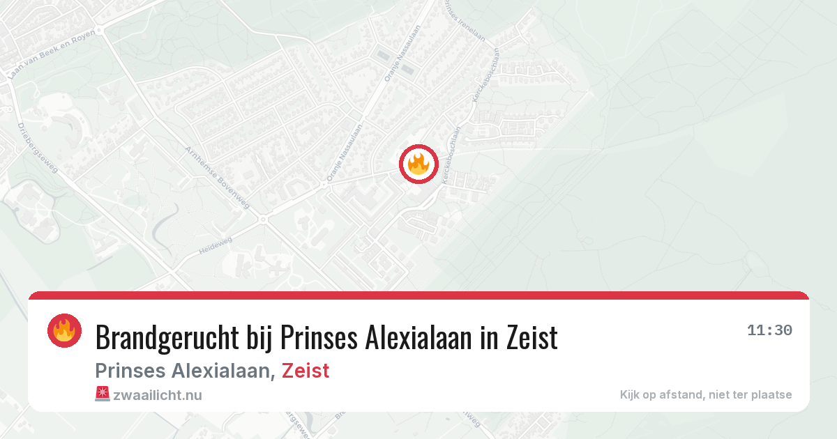 Brandgerucht bij Prinses Alexialaan in Zeist — 16 jul 2026