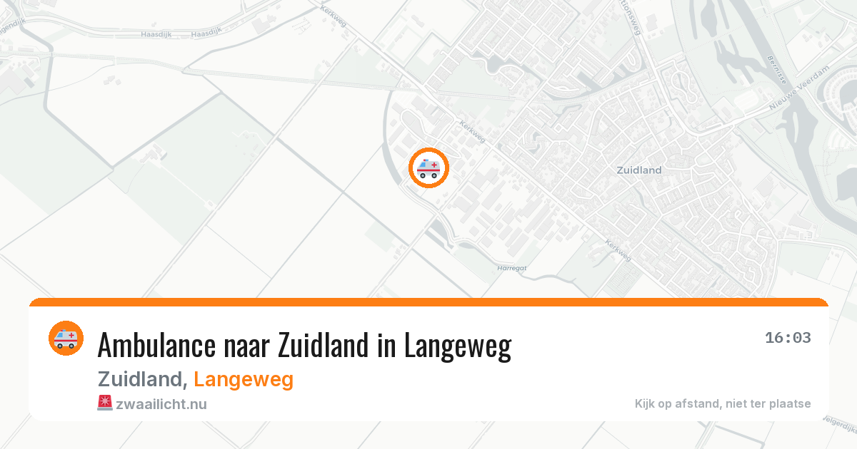 Ambulance naar Zuidland in Langeweg — 16 jul 2026