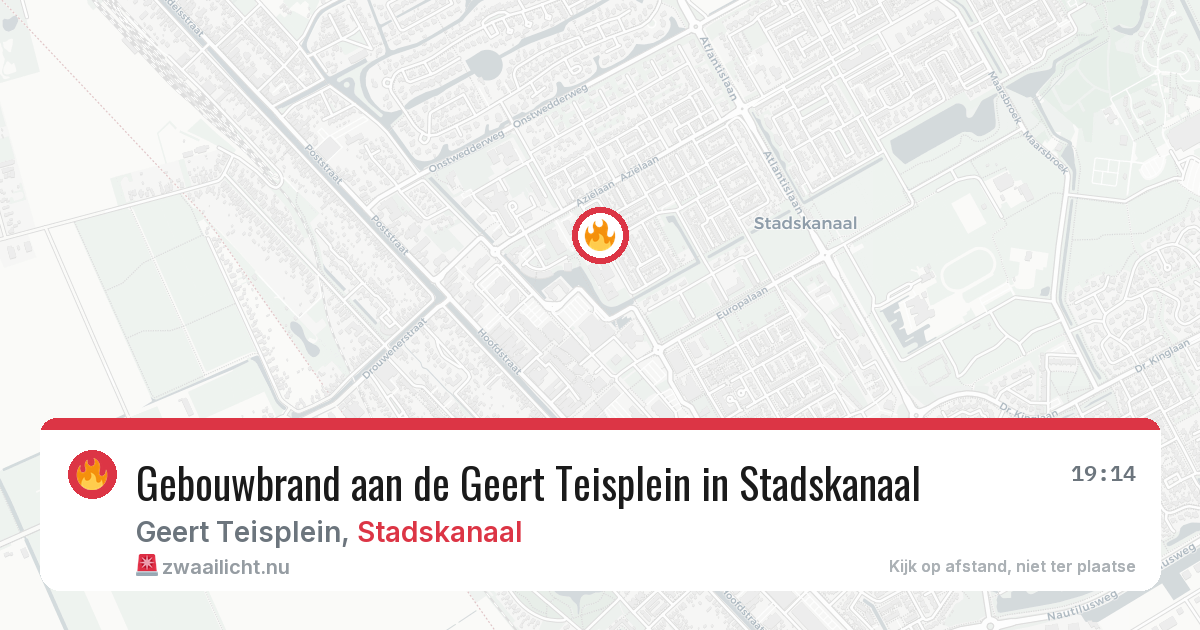Gebouwbrand aan de Geert Teisplein in Stadskanaal — 2 apr 2026