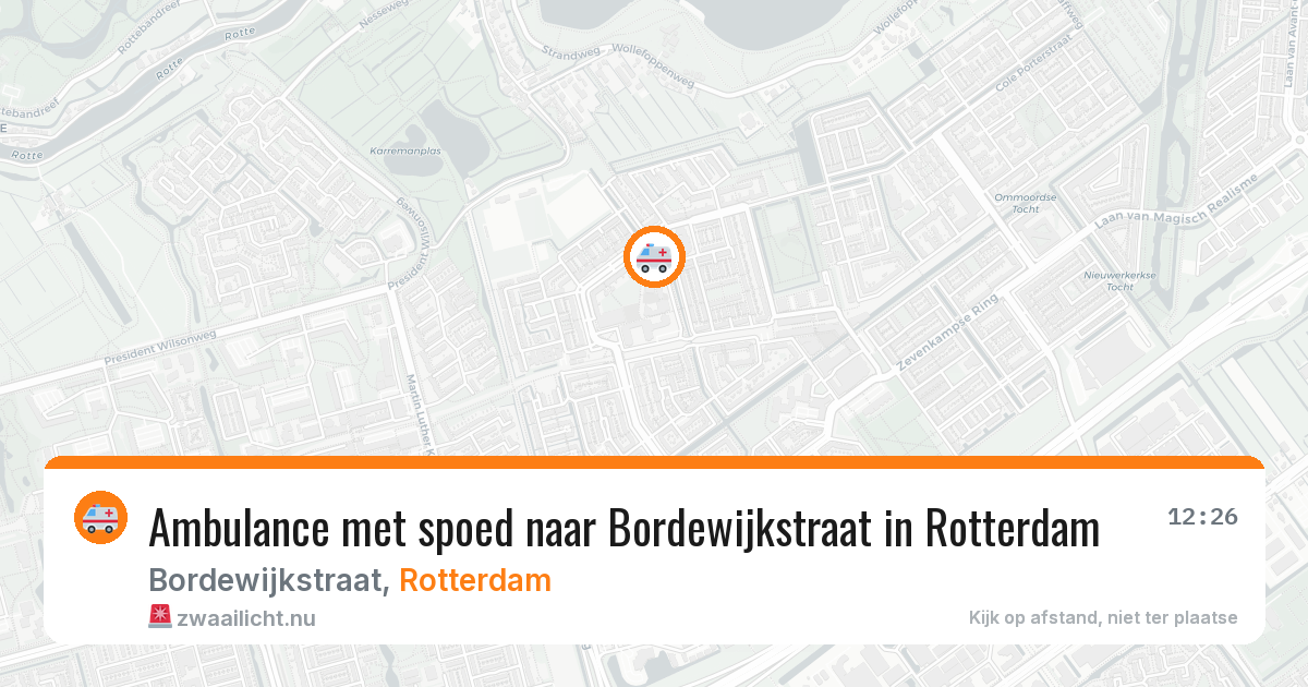 Ambulance met spoed naar Bordewijkstraat in Rotterdam — 11 jul 2026