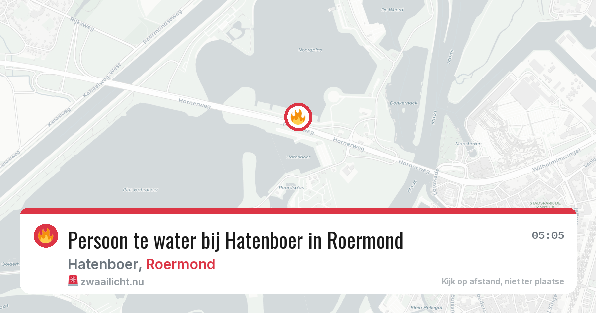 Persoon te water bij Hatenboer in Roermond — 24 mei 2026