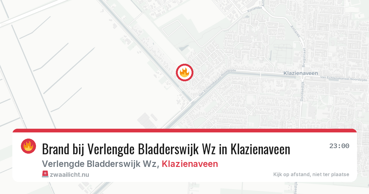 Brand bij Verlengde Bladderswijk Wz in Klazienaveen — 16 jan 2026