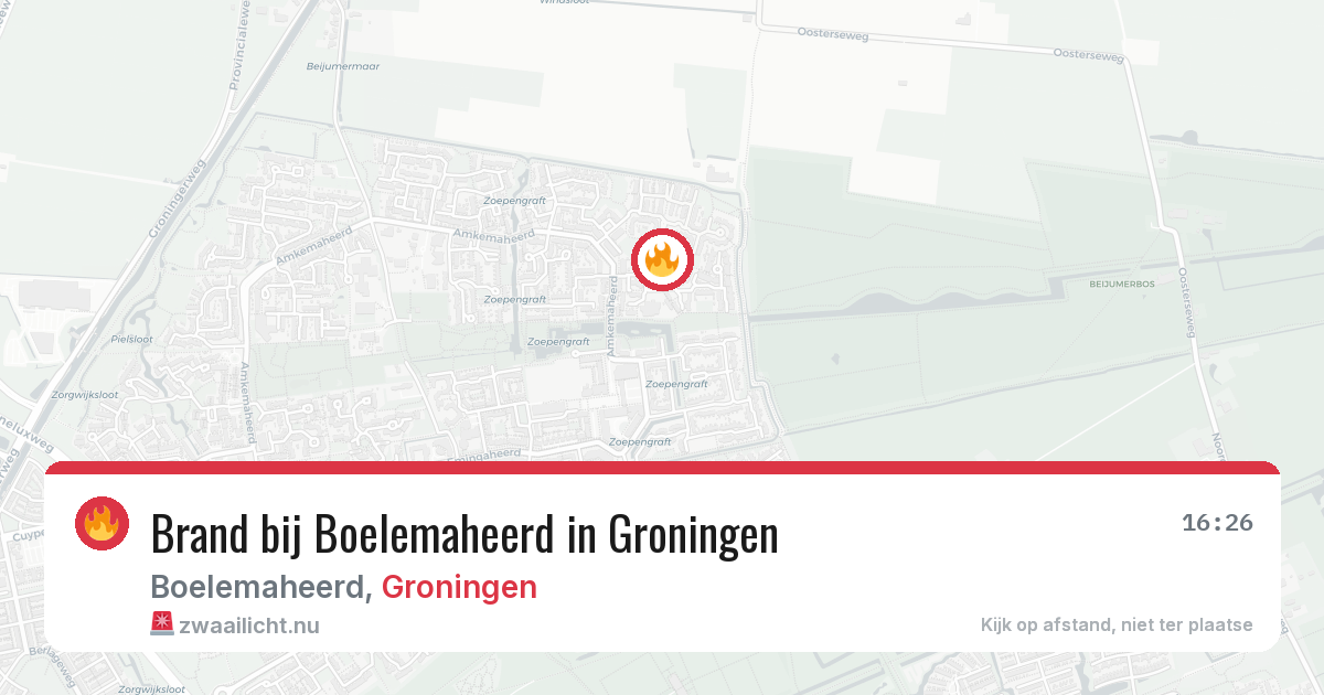 Brand bij Boelemaheerd in Groningen — 24 jul 2026