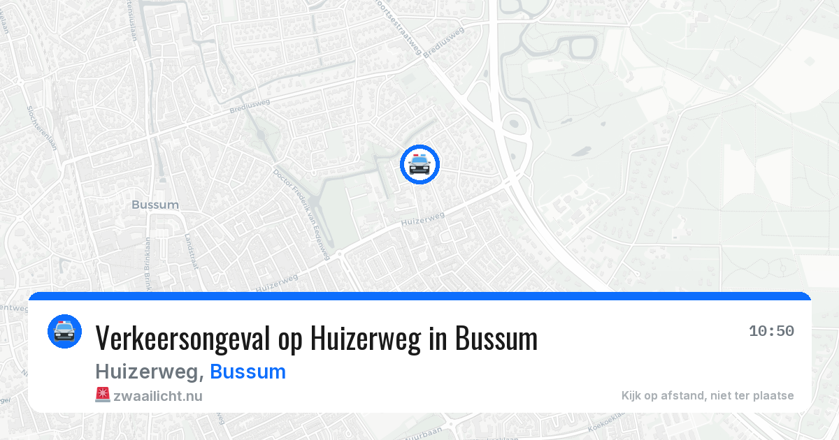 Verkeersongeval op Huizerweg in Bussum — 16 jul 2026