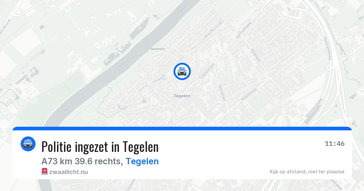 Politie ingezet in Tegelen — 19 jun 2026 | 🚨 Zwaailicht.nu