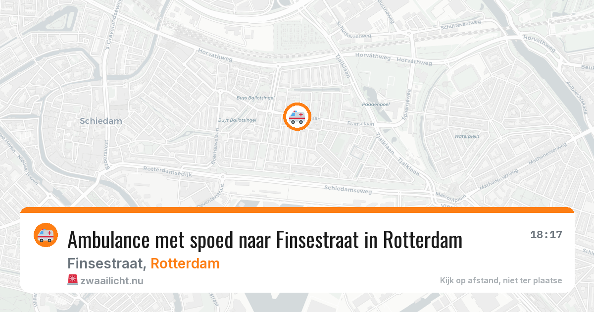 Ambulance met spoed naar Finsestraat in Rotterdam — 21 mei 2026