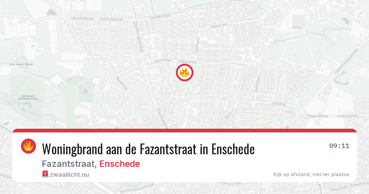 Woningbrand aan de Fazantstraat in Enschede — 18 jul 2026