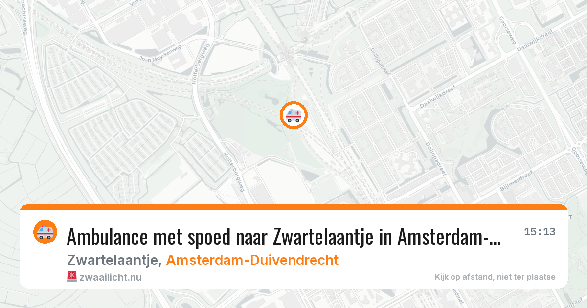 Ambulance met spoed naar Zwartelaantje in Amsterdam-Duivendrecht — 29 mei 2026