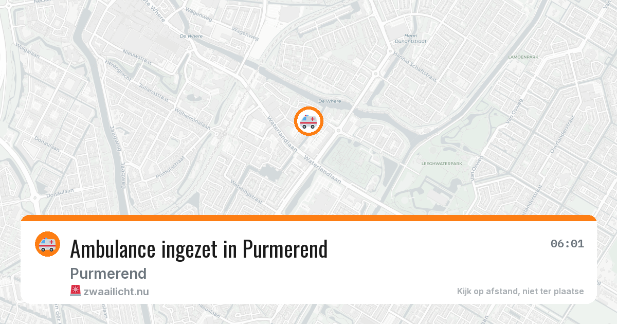 Ambulance ingezet in Purmerend — 17 jul 2026 | 🚨 Zwaailicht.nu