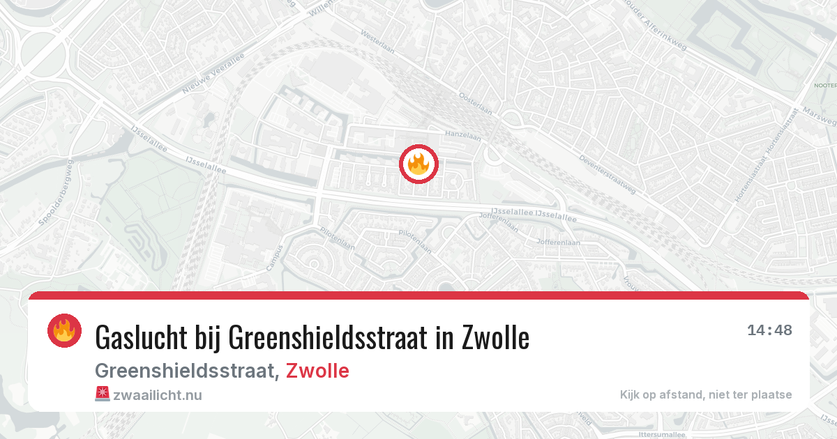 Gaslucht bij Greenshieldsstraat in Zwolle — 15 jul 2026