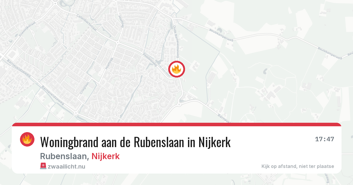 Woningbrand aan de Rubenslaan in Nijkerk — 12 jul 2026