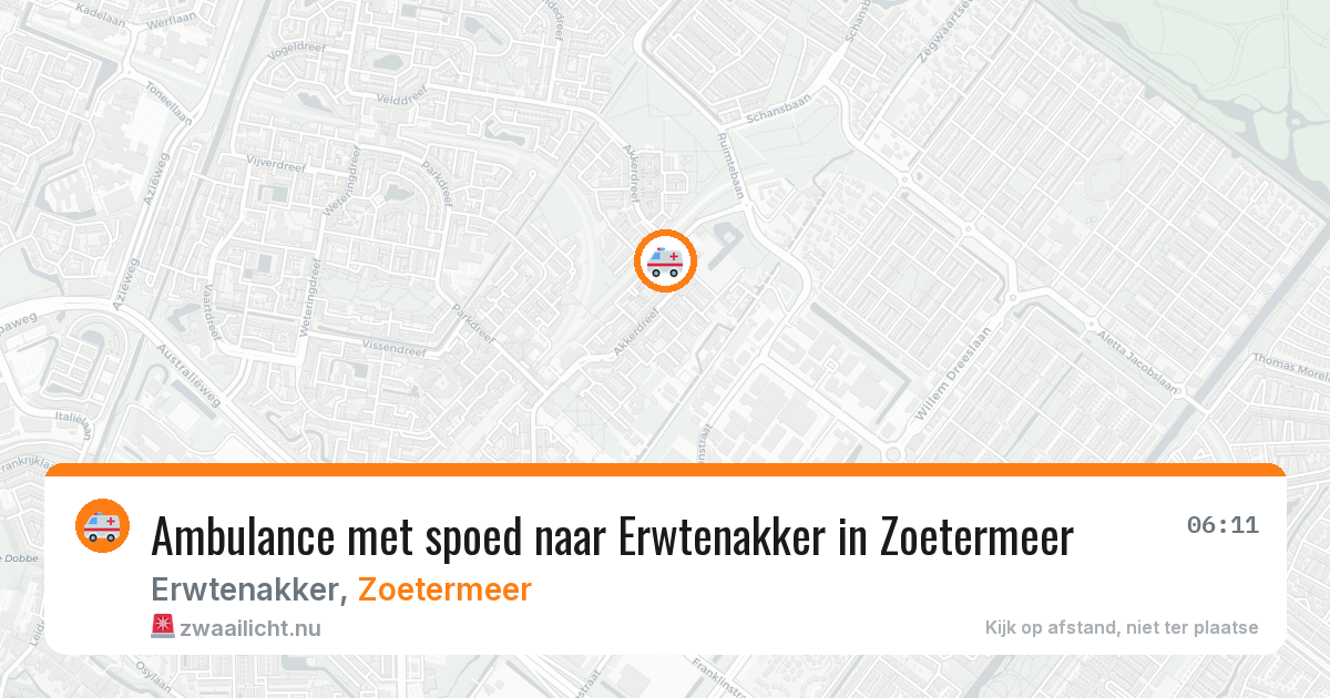 Ambulance met spoed naar Erwtenakker in Zoetermeer — 27 jul 2026