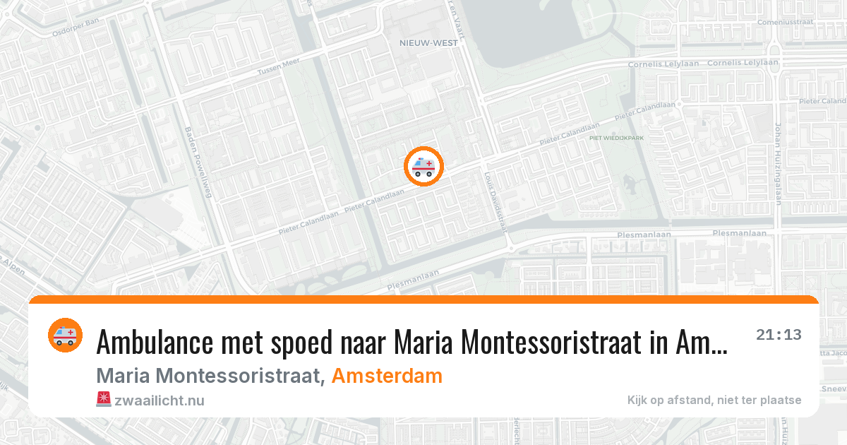 Ambulance met spoed naar Maria Montessoristraat in Amsterdam — 19 mrt 2026