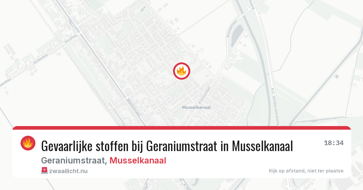 Gevaarlijke stoffen bij Geraniumstraat in Musselkanaal — 27 mrt 2026