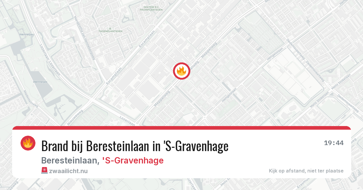 Brand bij Beresteinlaan in 'S-Gravenhage — 20 jul 2026