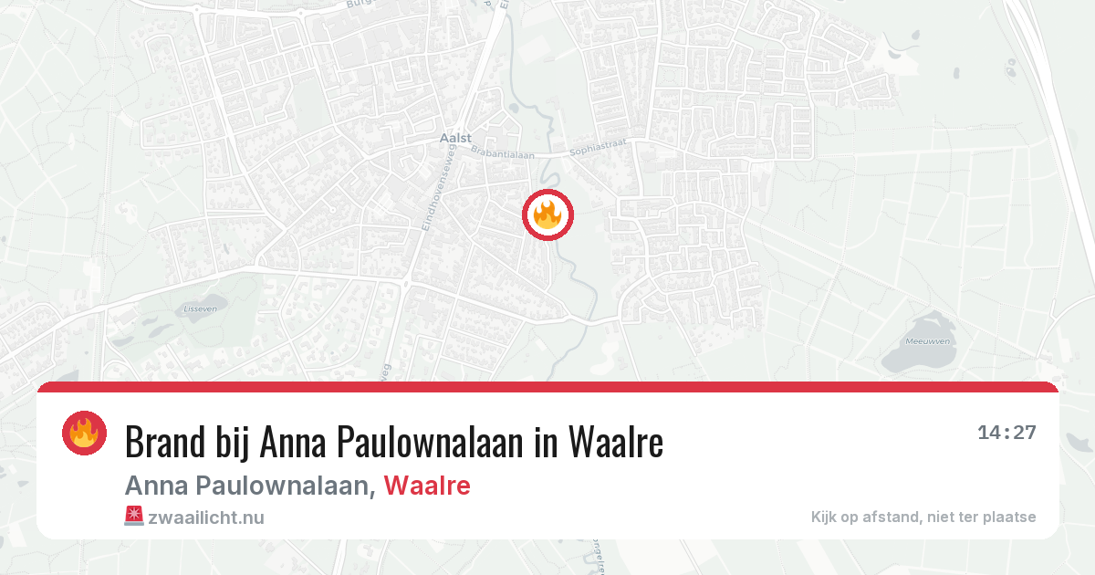 Brand bij Anna Paulownalaan in Waalre — 3 jun 2026