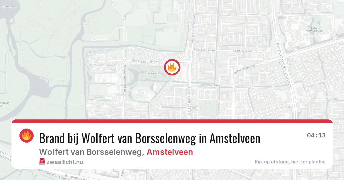 Brand bij Wolfert van Borsselenweg in Amstelveen — 8 jun 2026