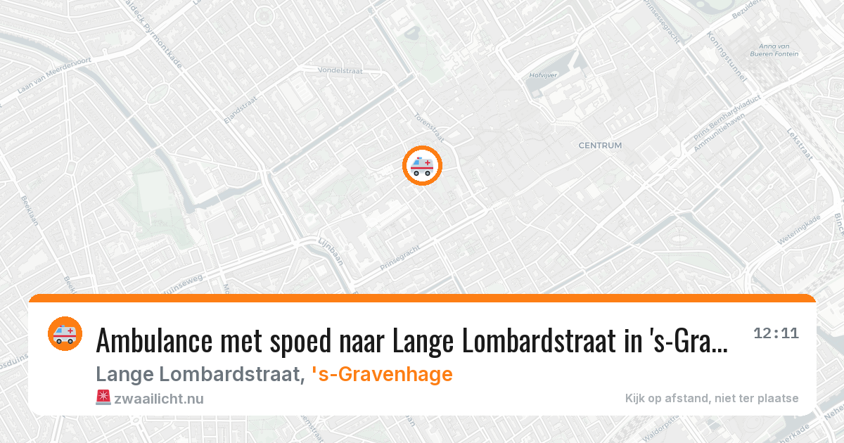 Ambulance met spoed naar Lange Lombardstraat in 's-Gravenhage — 21 mrt 2026