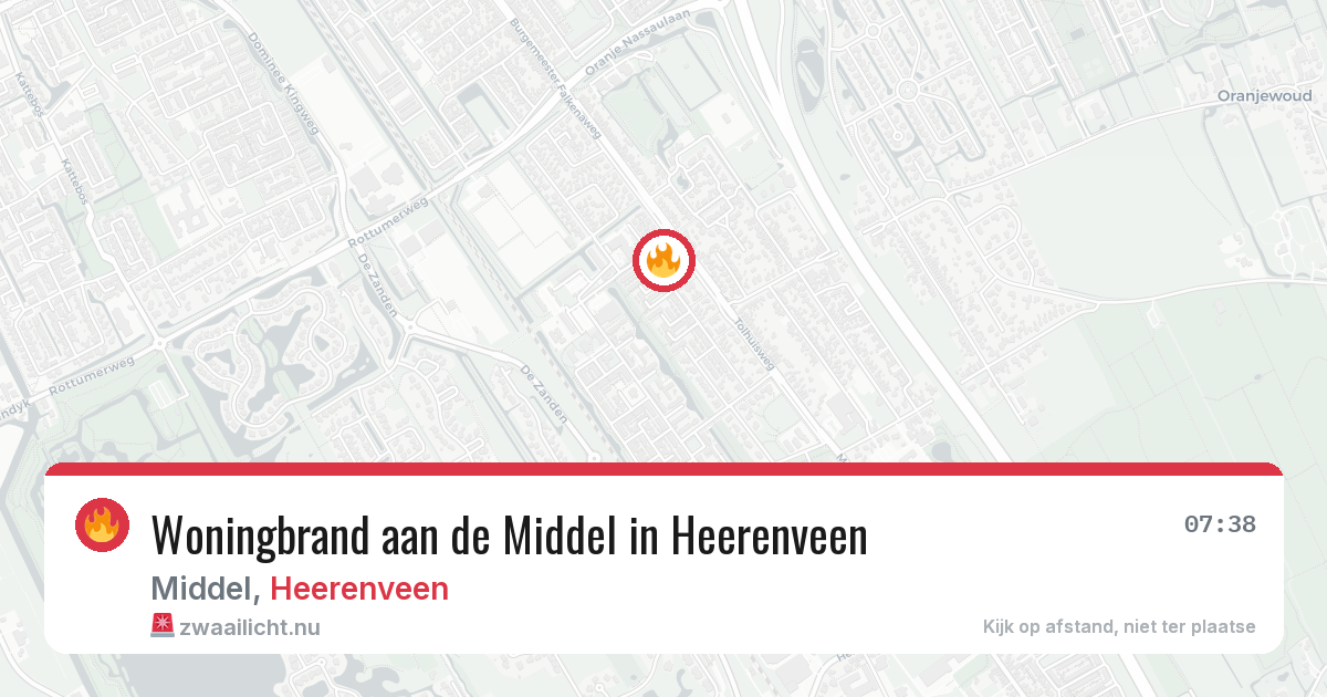 Woningbrand aan de Middel in Heerenveen — 20 jul 2026