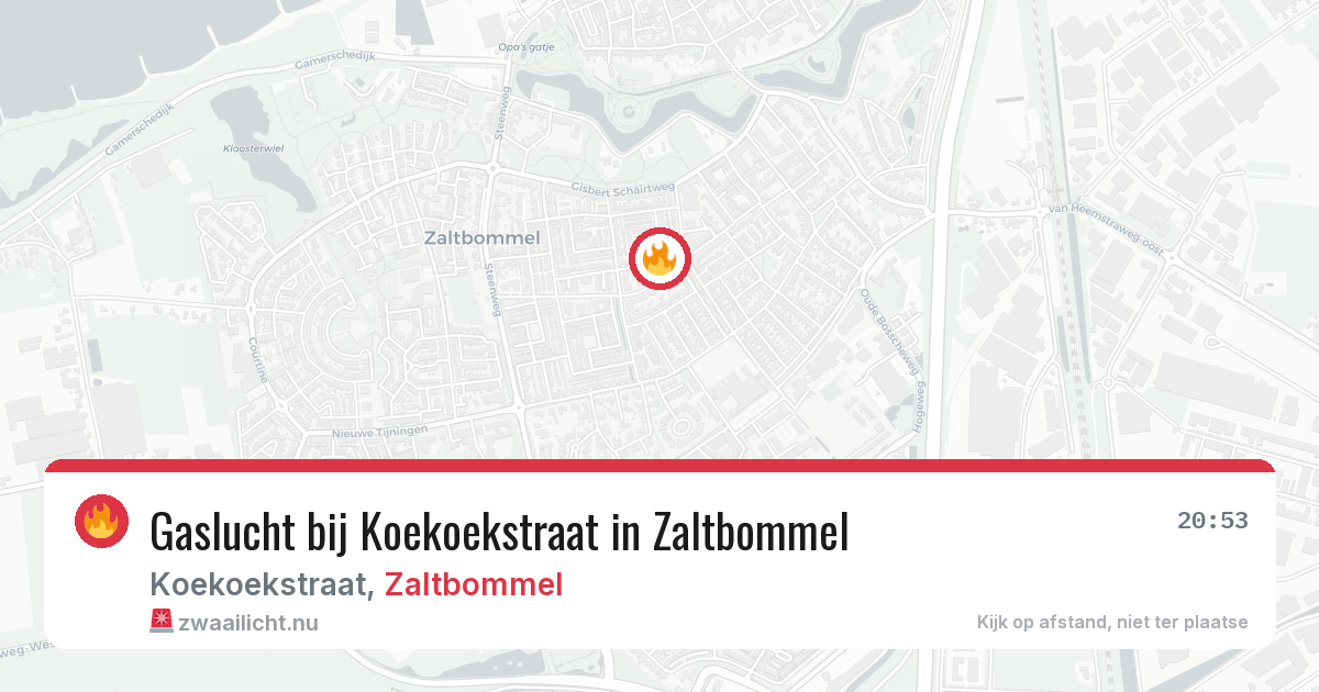 Gaslucht bij Koekoekstraat in Zaltbommel — 23 mrt 2026