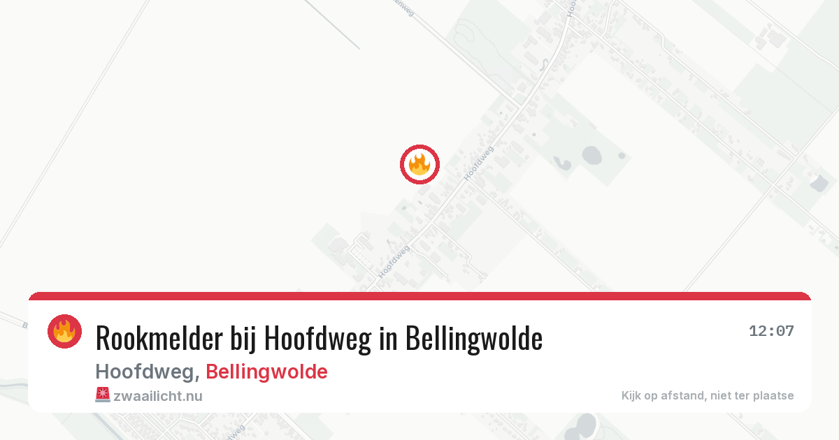 Rookmelder bij Hoofdweg in Bellingwolde — 19 jul 2026