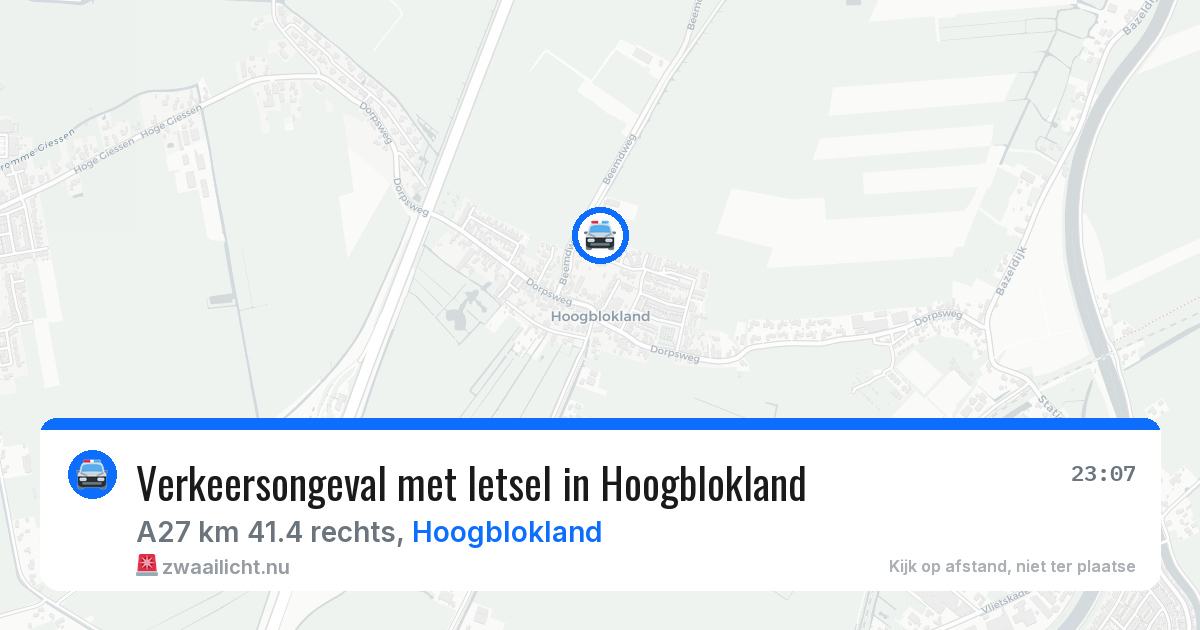 Verkeersongeval met letsel in Hoogblokland — 13 mrt 2026
