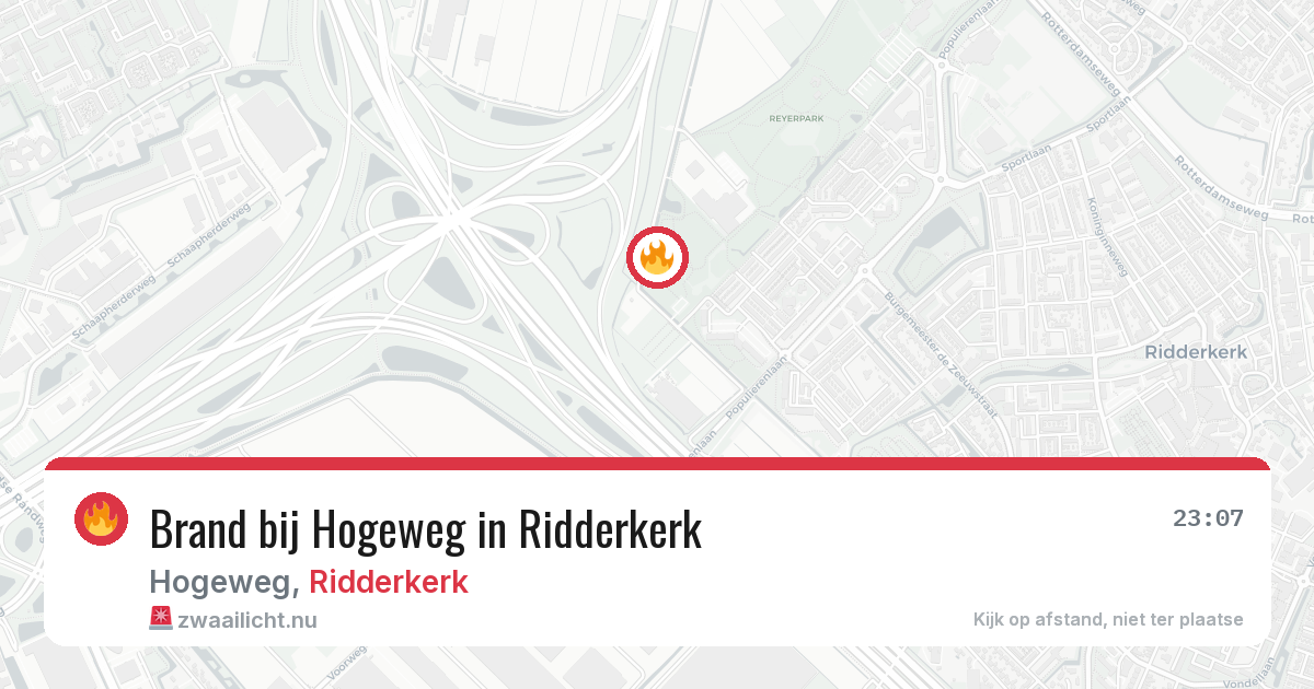 Brand bij Hogeweg in Ridderkerk — 22 jul 2026