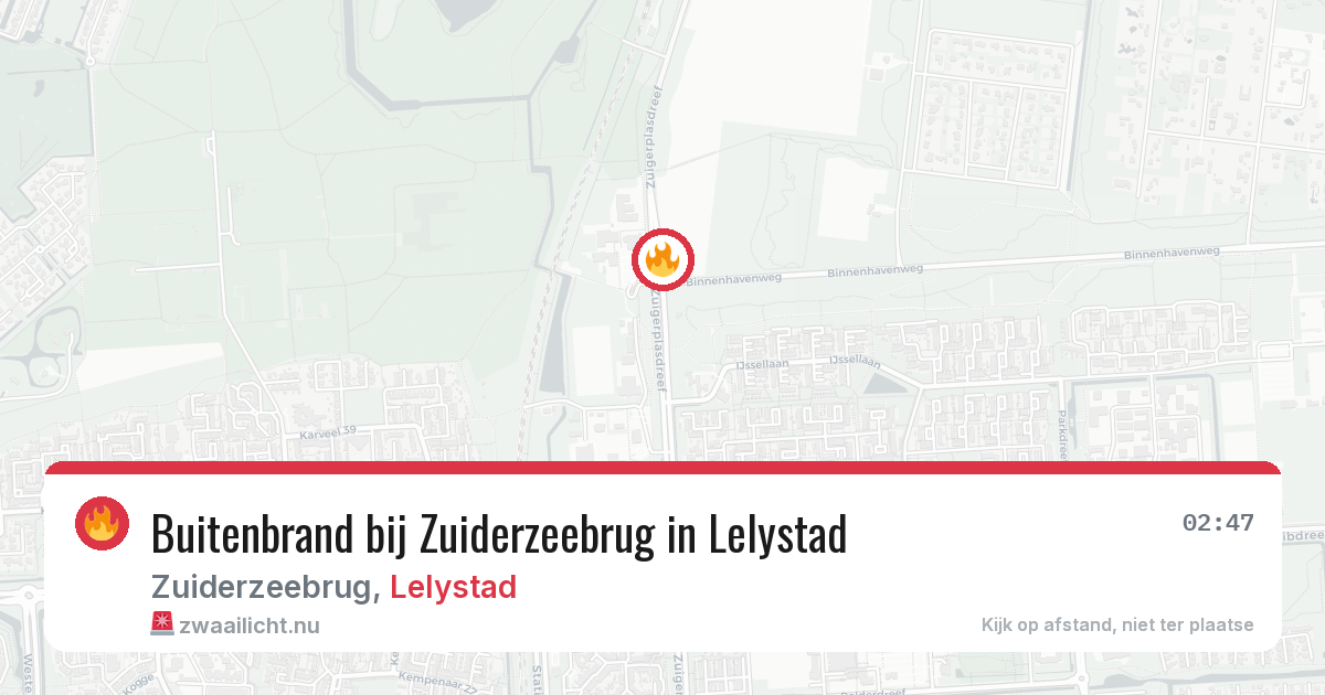Buitenbrand bij Zuiderzeebrug in Lelystad — 3 jun 2026