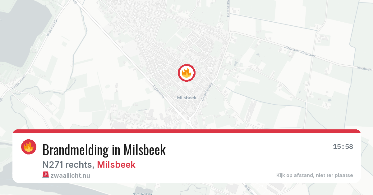 Brandmelding in Milsbeek — 16 jul 2026