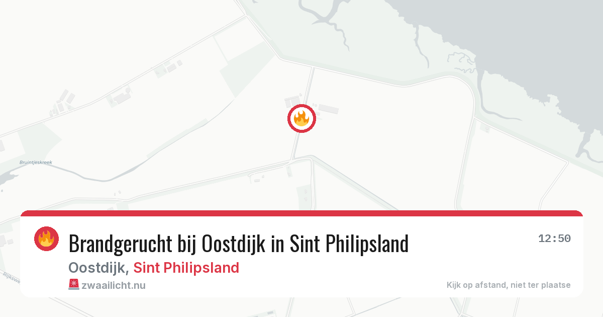 Brandgerucht bij Oostdijk in Sint Philipsland — 15 jul 2026