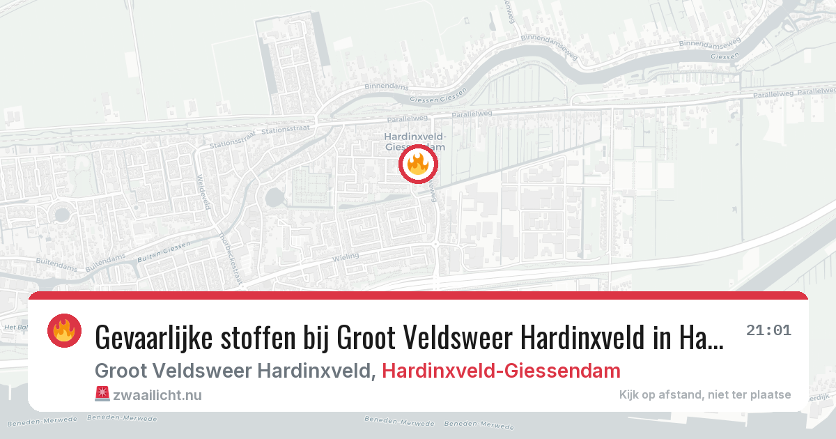 Gevaarlijke stoffen bij Groot Veldsweer Hardinxveld in Hardinxveld-Giessendam — 6 apr 2026