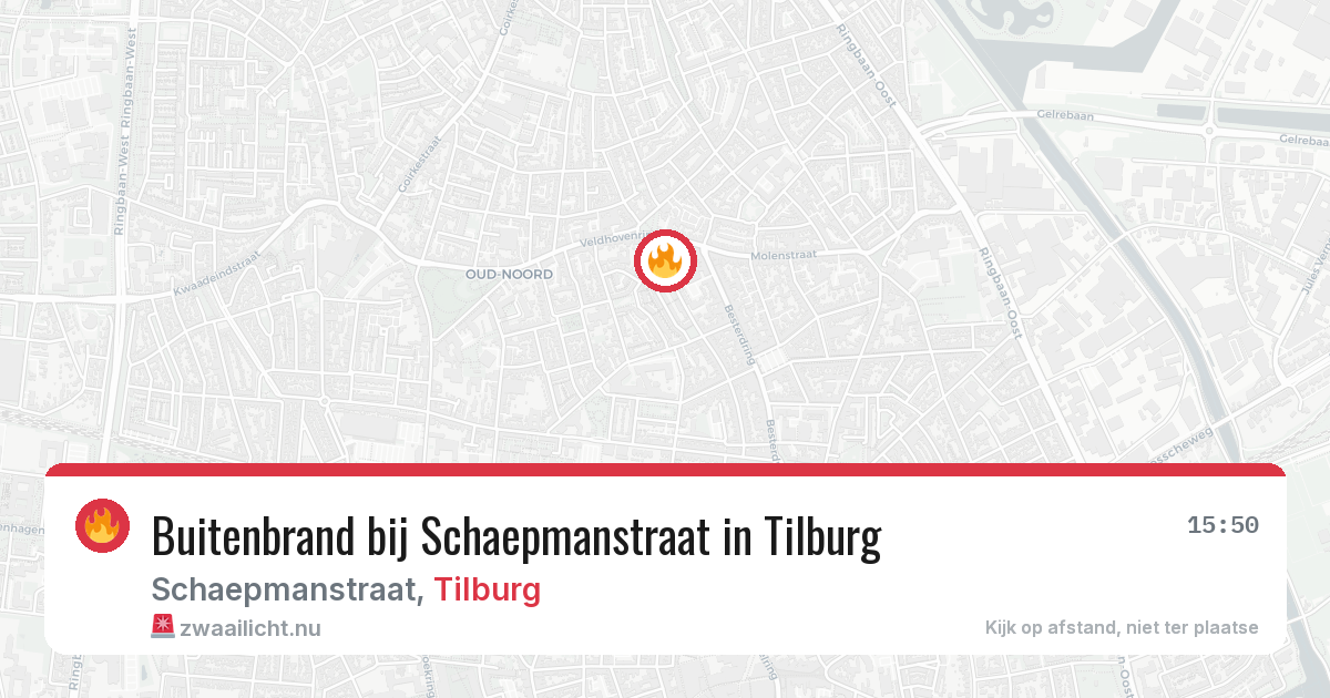 Buitenbrand bij Schaepmanstraat in Tilburg — 16 jul 2026