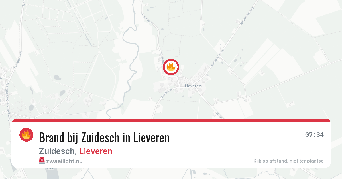 Brand bij Zuidesch in Lieveren — 15 mrt 2026