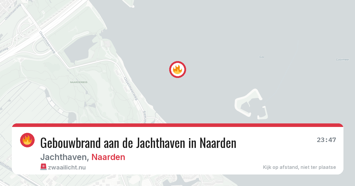 Gebouwbrand aan de Jachthaven in Naarden — 22 apr 2026