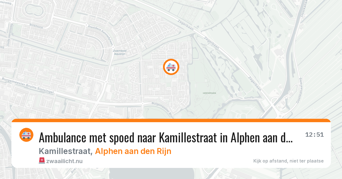 Ambulance met spoed naar Kamillestraat in Alphen aan den Rijn — 20 jul 2026