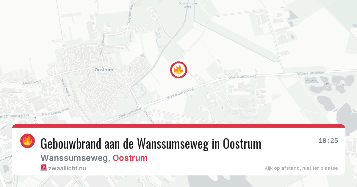 Gebouwbrand aan de Wanssumseweg in Oostrum — 15 feb 2026