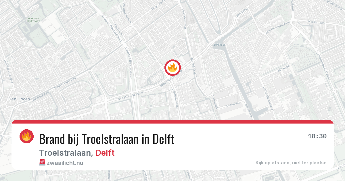 Brand bij Troelstralaan in Delft — 28 mrt 2026