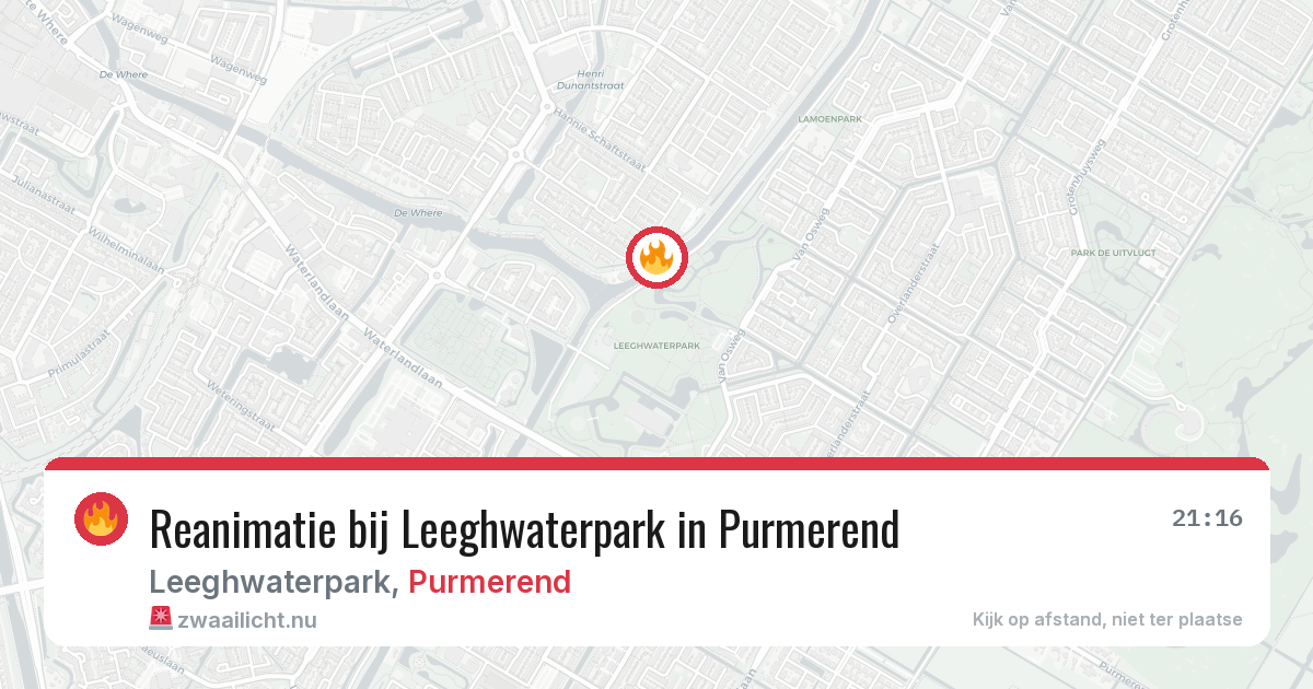 Reanimatie bij Leeghwaterpark in Purmerend — 16 apr 2026