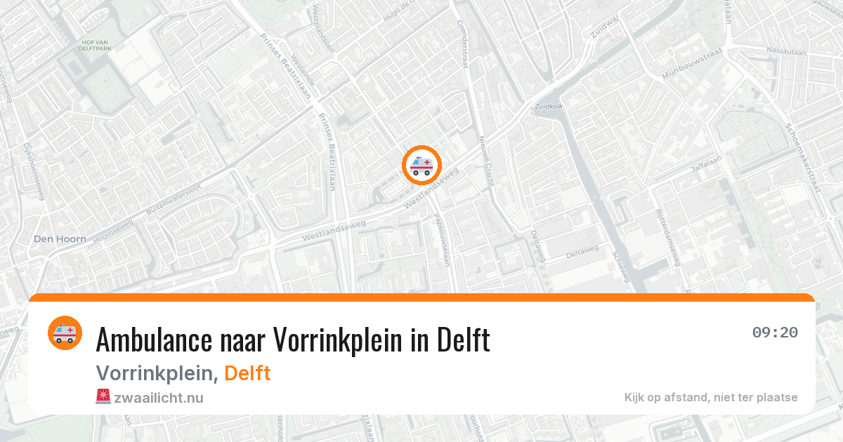 Ambulance naar Vorrinkplein in Delft — 20 jul 2026