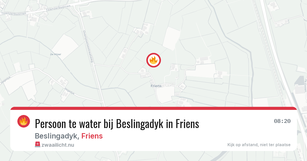 Persoon te water bij Beslingadyk in Friens — 18 mei 2026